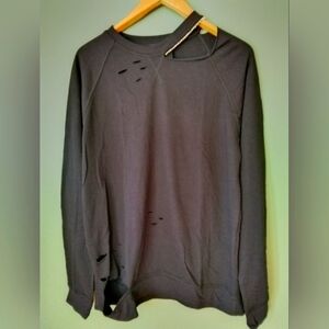 New Alla Berman black destroyed embellished oversized light sweater, size S